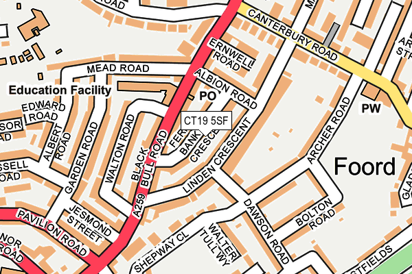 CT19 5SF map - OS OpenMap – Local (Ordnance Survey)