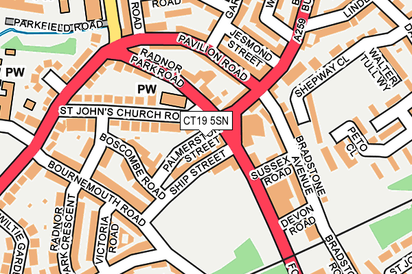CT19 5SN map - OS OpenMap – Local (Ordnance Survey)
