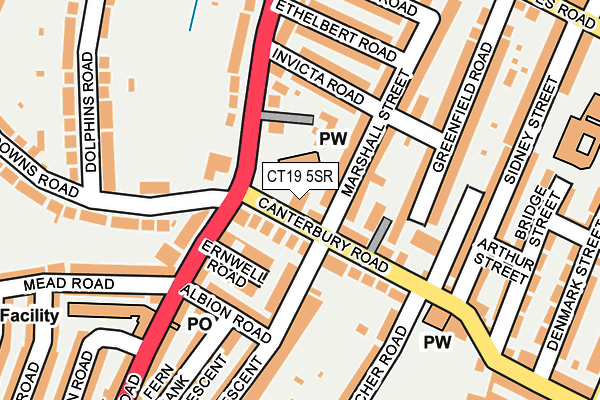 CT19 5SR map - OS OpenMap – Local (Ordnance Survey)