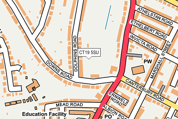CT19 5SU map - OS OpenMap – Local (Ordnance Survey)