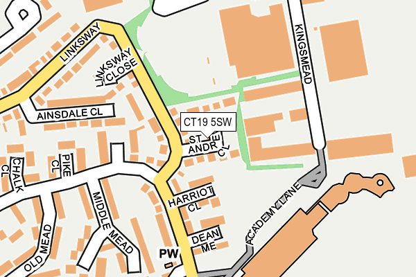 CT19 5SW map - OS OpenMap – Local (Ordnance Survey)