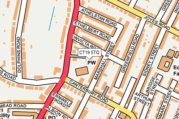 CT19 5TQ map - OS OpenMap – Local (Ordnance Survey)