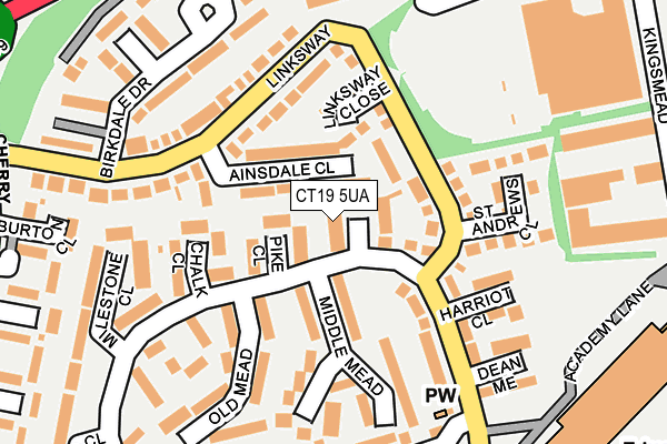 CT19 5UA map - OS OpenMap – Local (Ordnance Survey)