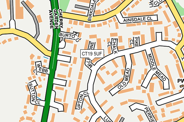 CT19 5UF map - OS OpenMap – Local (Ordnance Survey)