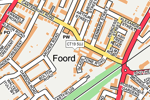CT19 5UJ map - OS OpenMap – Local (Ordnance Survey)