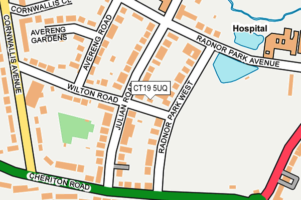 CT19 5UQ map - OS OpenMap – Local (Ordnance Survey)