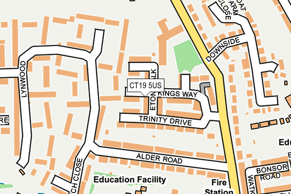 CT19 5US map - OS OpenMap – Local (Ordnance Survey)