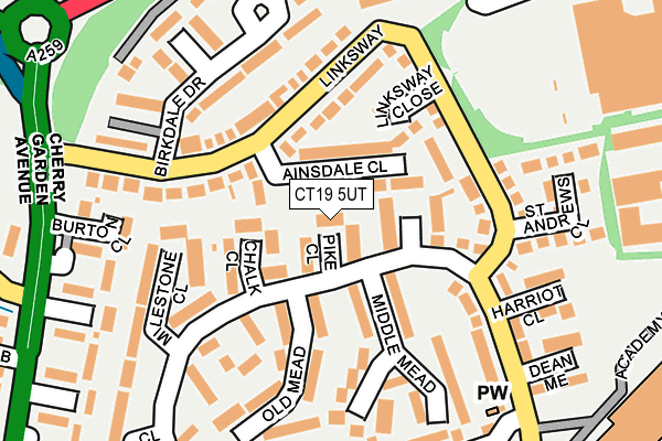 CT19 5UT map - OS OpenMap – Local (Ordnance Survey)