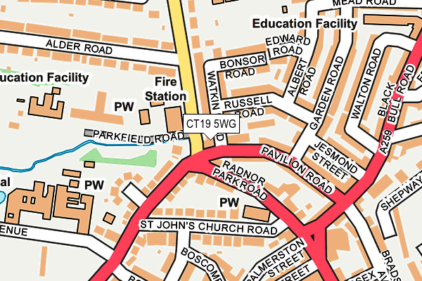 CT19 5WG map - OS OpenMap – Local (Ordnance Survey)