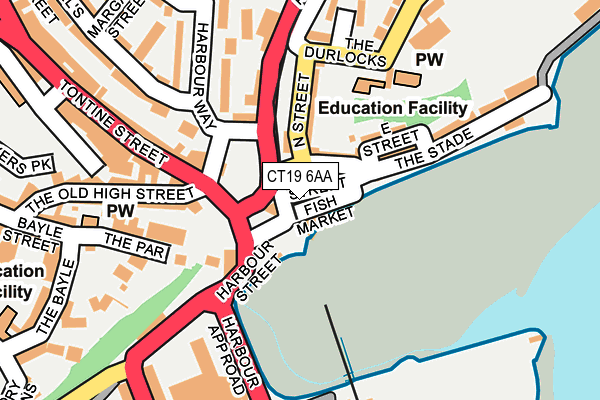 CT19 6AA map - OS OpenMap – Local (Ordnance Survey)