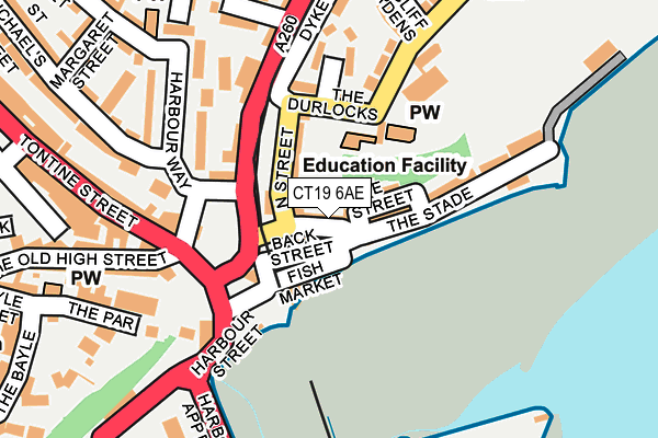 CT19 6AE map - OS OpenMap – Local (Ordnance Survey)