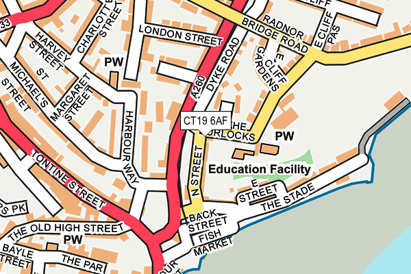 CT19 6AF map - OS OpenMap – Local (Ordnance Survey)