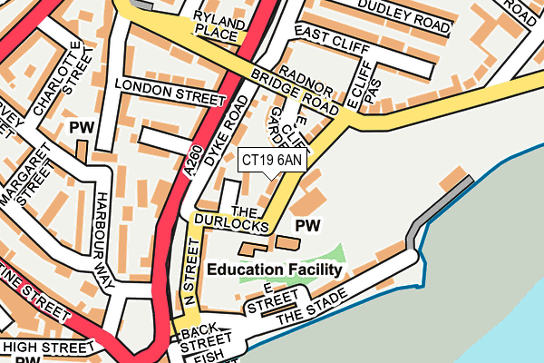 CT19 6AN map - OS OpenMap – Local (Ordnance Survey)