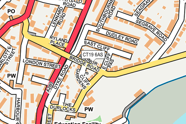 CT19 6AS map - OS OpenMap – Local (Ordnance Survey)