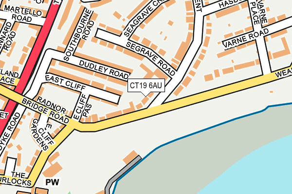 CT19 6AU map - OS OpenMap – Local (Ordnance Survey)