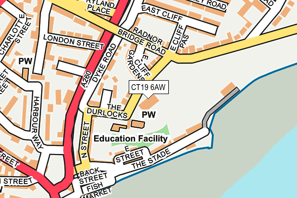 CT19 6AW map - OS OpenMap – Local (Ordnance Survey)