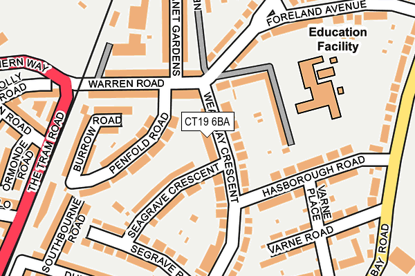 CT19 6BA map - OS OpenMap – Local (Ordnance Survey)