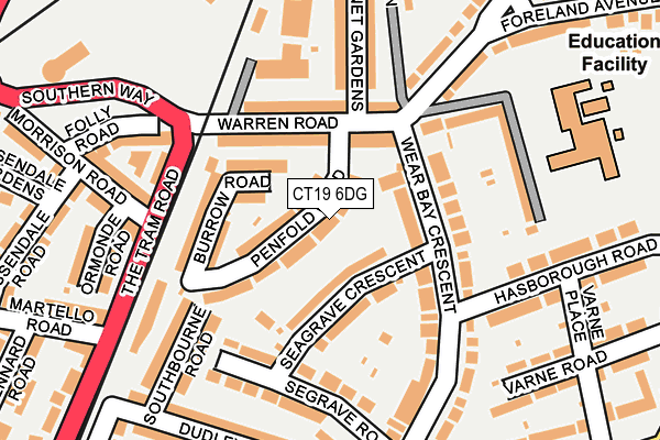 CT19 6DG map - OS OpenMap – Local (Ordnance Survey)