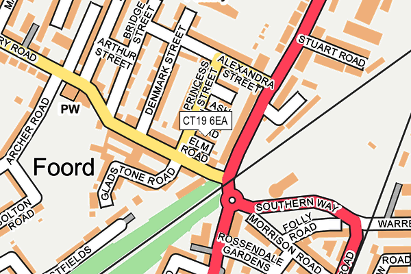 CT19 6EA map - OS OpenMap – Local (Ordnance Survey)