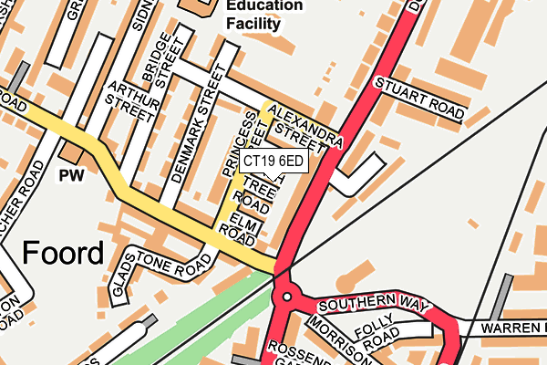 CT19 6ED map - OS OpenMap – Local (Ordnance Survey)