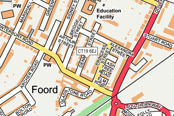 CT19 6EJ map - OS OpenMap – Local (Ordnance Survey)