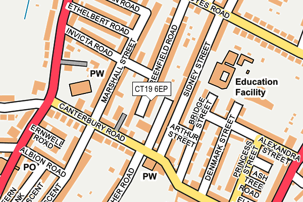 CT19 6EP map - OS OpenMap – Local (Ordnance Survey)