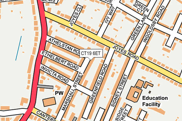 CT19 6ET map - OS OpenMap – Local (Ordnance Survey)