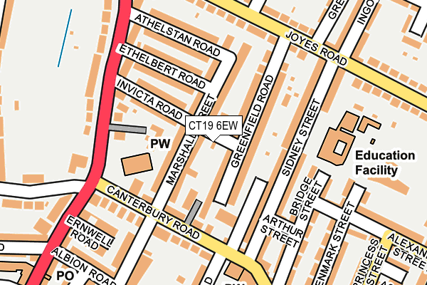 CT19 6EW map - OS OpenMap – Local (Ordnance Survey)