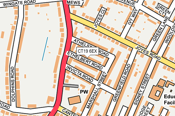 CT19 6EX map - OS OpenMap – Local (Ordnance Survey)