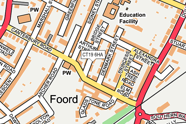 CT19 6HA map - OS OpenMap – Local (Ordnance Survey)