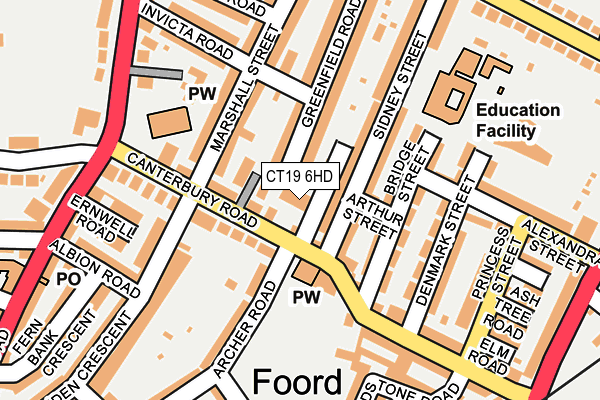 CT19 6HD map - OS OpenMap – Local (Ordnance Survey)