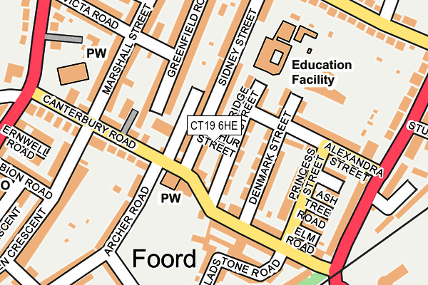 CT19 6HE map - OS OpenMap – Local (Ordnance Survey)