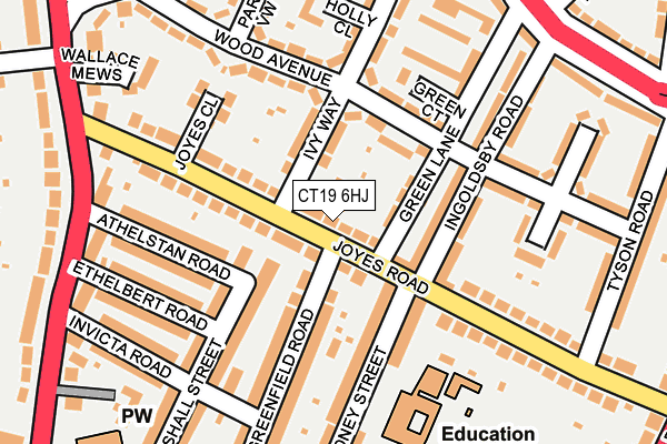 CT19 6HJ map - OS OpenMap – Local (Ordnance Survey)