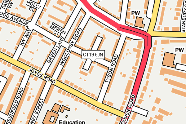 CT19 6JN map - OS OpenMap – Local (Ordnance Survey)