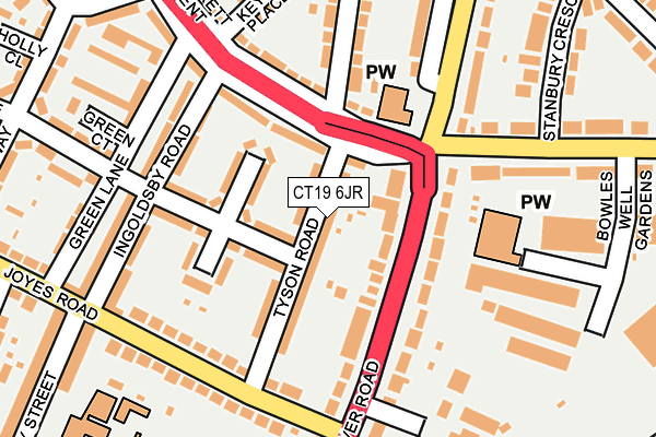 CT19 6JR map - OS OpenMap – Local (Ordnance Survey)