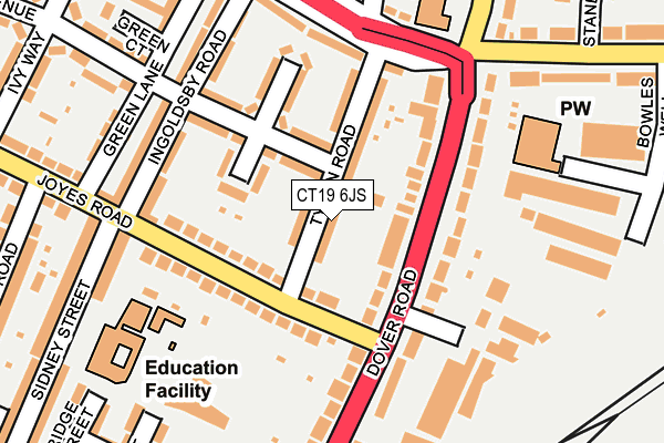 CT19 6JS map - OS OpenMap – Local (Ordnance Survey)