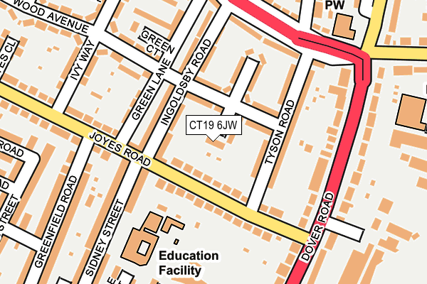 CT19 6JW map - OS OpenMap – Local (Ordnance Survey)