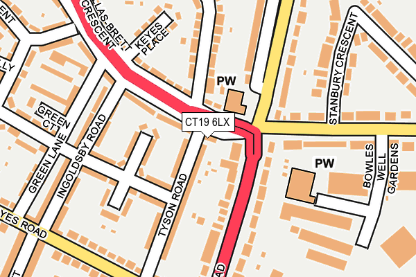 CT19 6LX map - OS OpenMap – Local (Ordnance Survey)