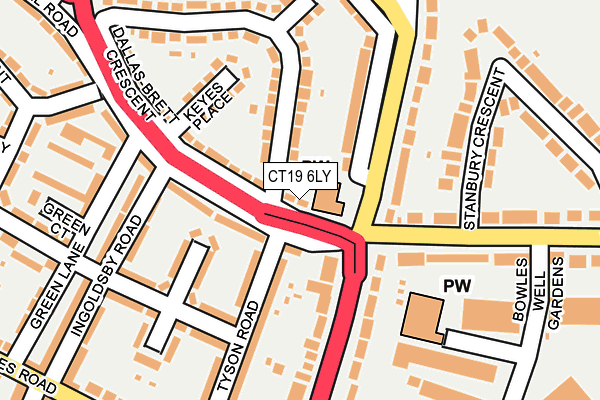 CT19 6LY map - OS OpenMap – Local (Ordnance Survey)