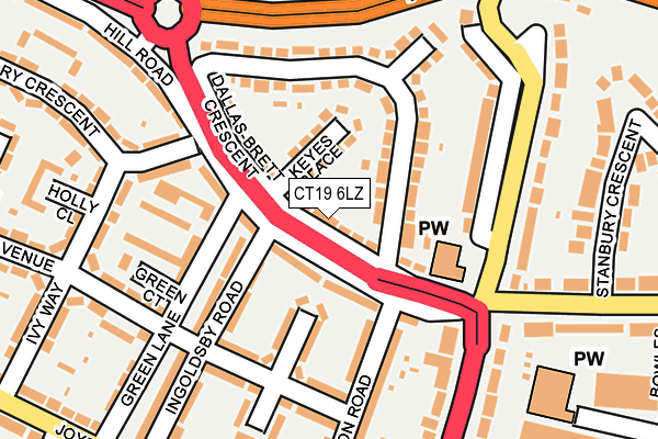 CT19 6LZ map - OS OpenMap – Local (Ordnance Survey)