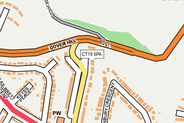 CT19 6PA map - OS OpenMap – Local (Ordnance Survey)