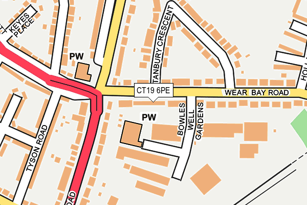 CT19 6PE map - OS OpenMap – Local (Ordnance Survey)