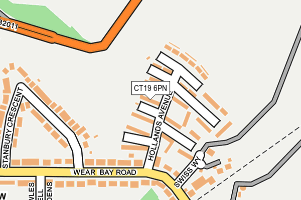 CT19 6PN map - OS OpenMap – Local (Ordnance Survey)