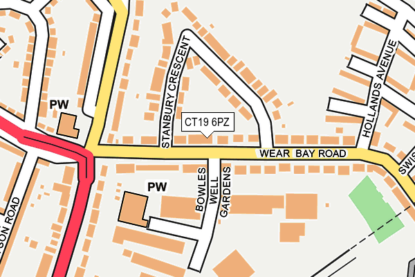 CT19 6PZ map - OS OpenMap – Local (Ordnance Survey)