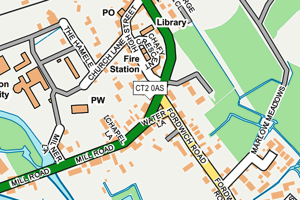 CT2 0AS map - OS OpenMap – Local (Ordnance Survey)