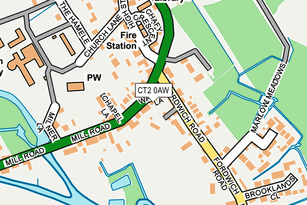 CT2 0AW map - OS OpenMap – Local (Ordnance Survey)