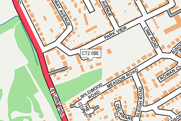 CT2 0BE map - OS OpenMap – Local (Ordnance Survey)