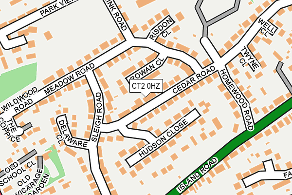 CT2 0HZ map - OS OpenMap – Local (Ordnance Survey)