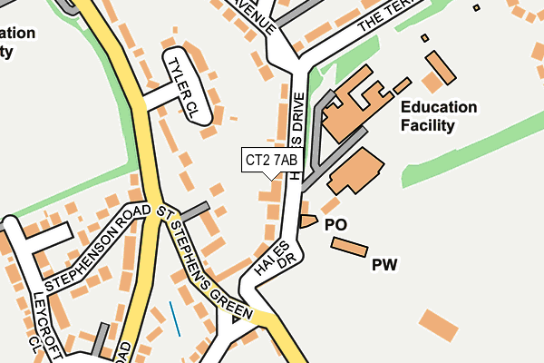 CT2 7AB map - OS OpenMap – Local (Ordnance Survey)