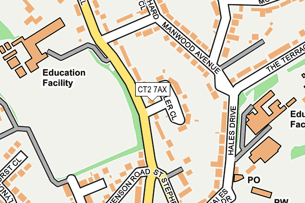 CT2 7AX map - OS OpenMap – Local (Ordnance Survey)